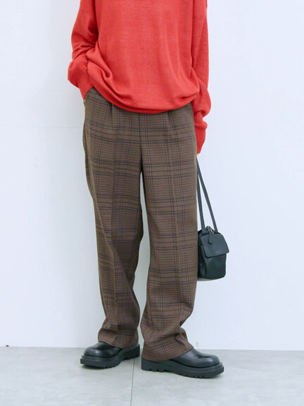 カチオン染めチェックパンツ(グレー/ベージュ/ブラウン/ネイビー)|Samansa Mos2 blue(サマンサモスモス ブルー)通販