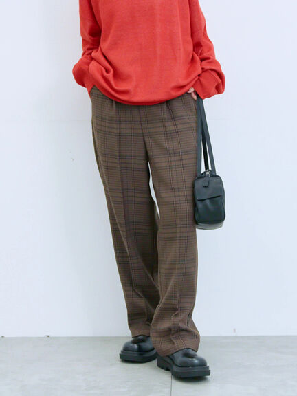 カチオン染めチェックパンツ(グレー/ベージュ/ブラウン/ネイビー)|Samansa Mos2 blue(サマンサモスモス ブルー)通販