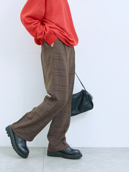 カチオン染めチェックパンツ(グレー/ベージュ/ブラウン/ネイビー)|Samansa Mos2 blue(サマンサモスモス ブルー)通販