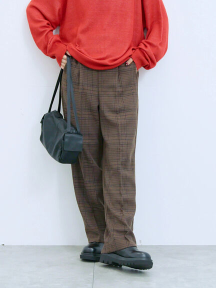 カチオン染めチェックパンツ(グレー/ベージュ/ブラウン/ネイビー)|Samansa Mos2 blue(サマンサモスモス ブルー)通販