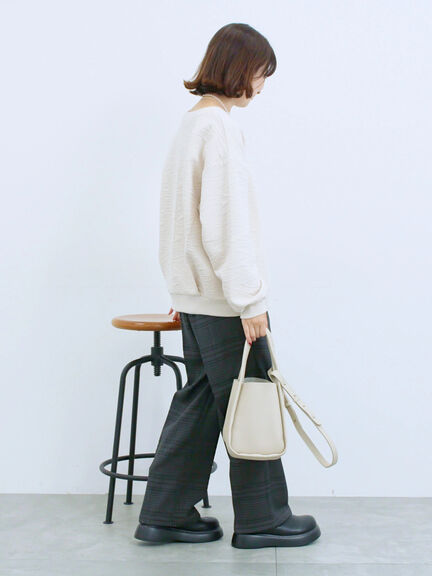 カチオン染めチェックパンツ(グレー/ベージュ/ブラウン/ネイビー)|Samansa Mos2 blue(サマンサモスモス ブルー)通販