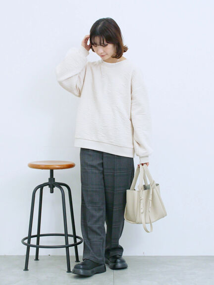 カチオン染めチェックパンツ(グレー/ベージュ/ブラウン/ネイビー)|Samansa Mos2 blue(サマンサモスモス ブルー)通販