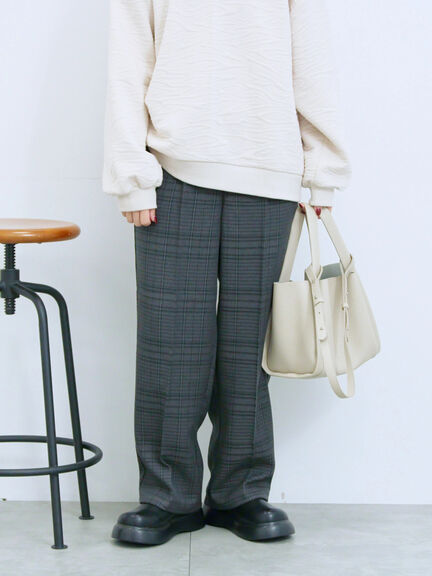 カチオン染めチェックパンツ(グレー/ベージュ/ブラウン/ネイビー)|Samansa Mos2 blue(サマンサモスモス ブルー)通販