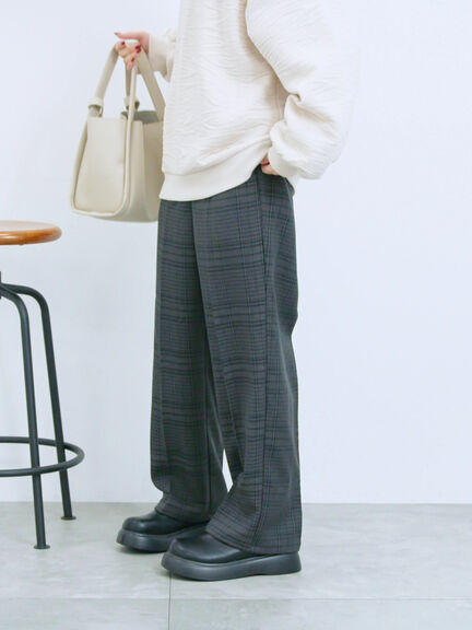 カチオン染めチェックパンツ(グレー/ベージュ/ブラウン/ネイビー)|Samansa Mos2 blue(サマンサモスモス ブルー)通販