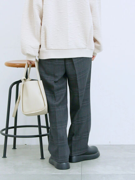 カチオン染めチェックパンツ(グレー/ベージュ/ブラウン/ネイビー)|Samansa Mos2 blue(サマンサモスモス ブルー)通販