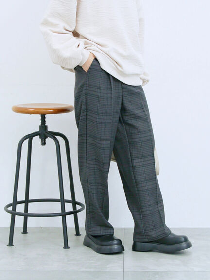 カチオン染めチェックパンツ(グレー/ベージュ/ブラウン/ネイビー)|Samansa Mos2 blue(サマンサモスモス ブルー)通販