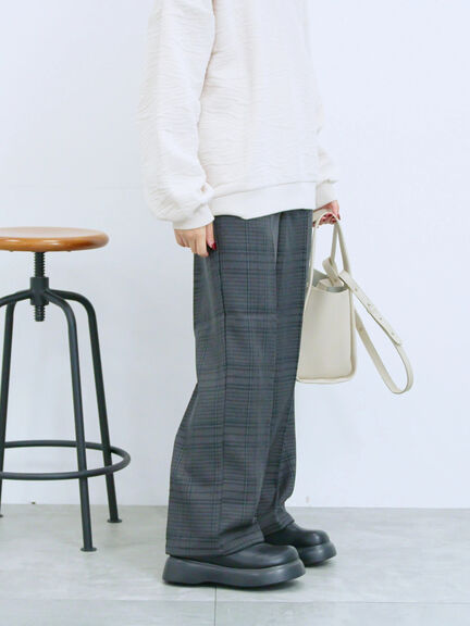 カチオン染めチェックパンツ(グレー/ベージュ/ブラウン/ネイビー)|Samansa Mos2 blue(サマンサモスモス ブルー)通販