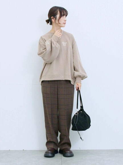 カチオン染めチェックパンツ(グレー/ベージュ/ブラウン/ネイビー)|Samansa Mos2 blue(サマンサモスモス ブルー)通販