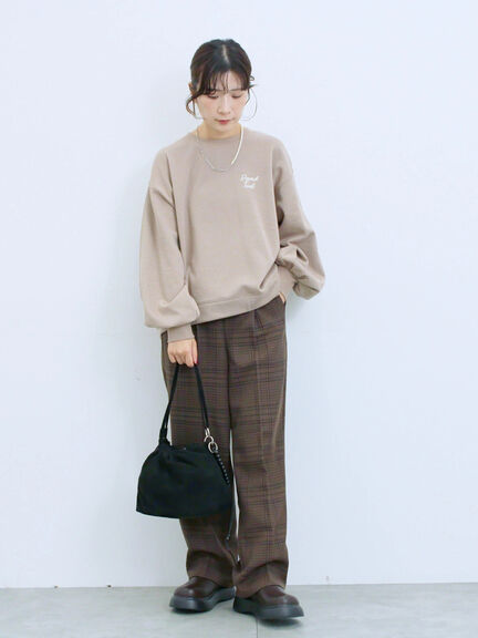 カチオン染めチェックパンツ(グレー/ベージュ/ブラウン/ネイビー)|Samansa Mos2 blue(サマンサモスモス ブルー)通販