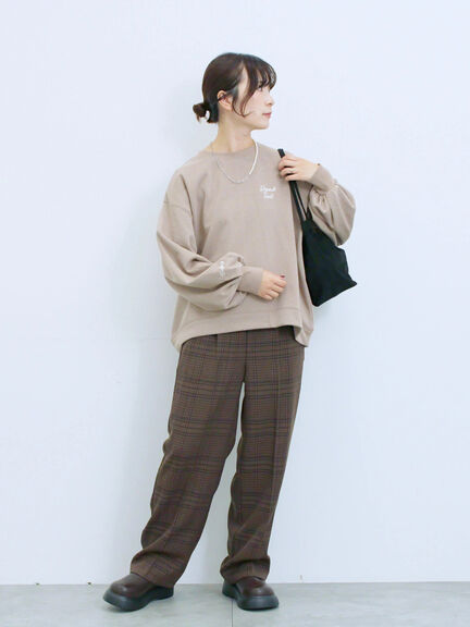 カチオン染めチェックパンツ(グレー/ベージュ/ブラウン/ネイビー)|Samansa Mos2 blue(サマンサモスモス ブルー)通販