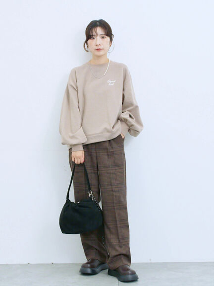 カチオン染めチェックパンツ(グレー/ベージュ/ブラウン/ネイビー)|Samansa Mos2 blue(サマンサモスモス ブルー)通販