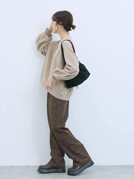 カチオン染めチェックパンツ(グレー/ベージュ/ブラウン/ネイビー)|Samansa Mos2 blue(サマンサモスモス ブルー)通販