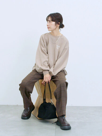 カチオン染めチェックパンツ(グレー/ベージュ/ブラウン/ネイビー)|Samansa Mos2 blue(サマンサモスモス ブルー)通販