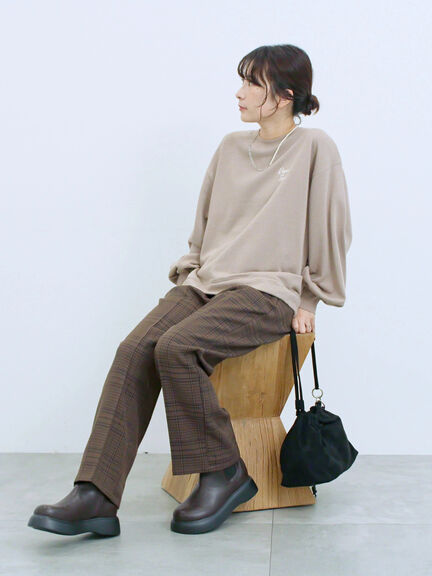 カチオン染めチェックパンツ(グレー/ベージュ/ブラウン/ネイビー)|Samansa Mos2 blue(サマンサモスモス ブルー)通販