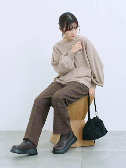 カチオン染めチェックパンツ(グレー/ベージュ/ブラウン/ネイビー)|Samansa Mos2 blue(サマンサモスモス ブルー)通販