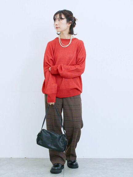 カチオン染めチェックパンツ(グレー/ベージュ/ブラウン/ネイビー)|Samansa Mos2 blue(サマンサモスモス ブルー)通販