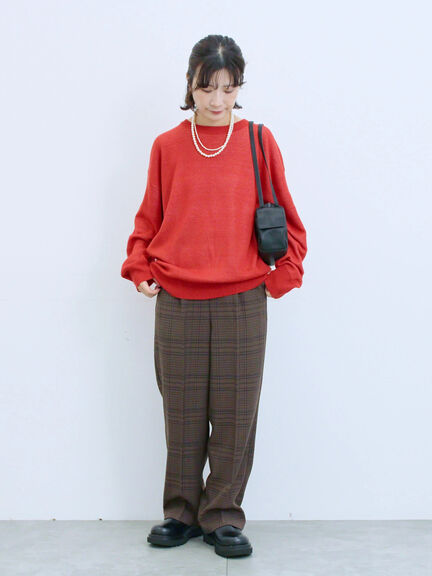 カチオン染めチェックパンツ(グレー/ベージュ/ブラウン/ネイビー)|Samansa Mos2 blue(サマンサモスモス ブルー)通販