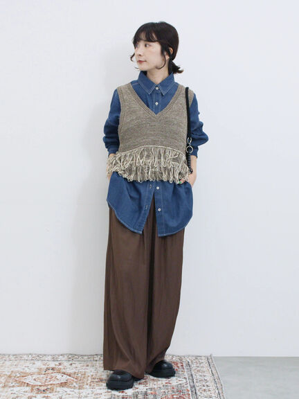 ◎ビンテージサテンイージーパンツ(グレー/ブラック/ブラウン)|Samansa Mos2 blue(サマンサモスモス ブルー)通販