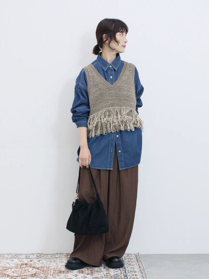 ◎ビンテージサテンイージーパンツ(グレー/ブラック/ブラウン)|Samansa Mos2 blue(サマンサモスモス ブルー)通販