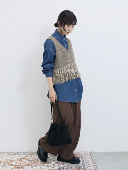 ◎ビンテージサテンイージーパンツ(グレー/ブラック/ブラウン)|Samansa Mos2 blue(サマンサモスモス ブルー)通販