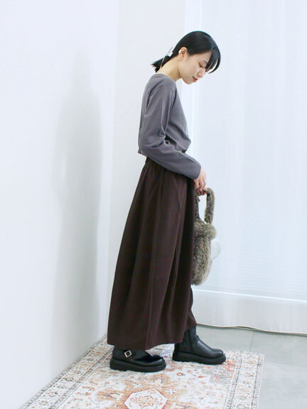 ギャザーコクーンスカート(ブラック/ブラウン/カーキ)|Samansa Mos2 blue(サマンサモスモス ブルー)通販