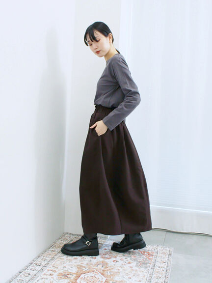 ギャザーコクーンスカート(ブラック/ブラウン/カーキ)|Samansa Mos2 blue(サマンサモスモス ブルー)通販