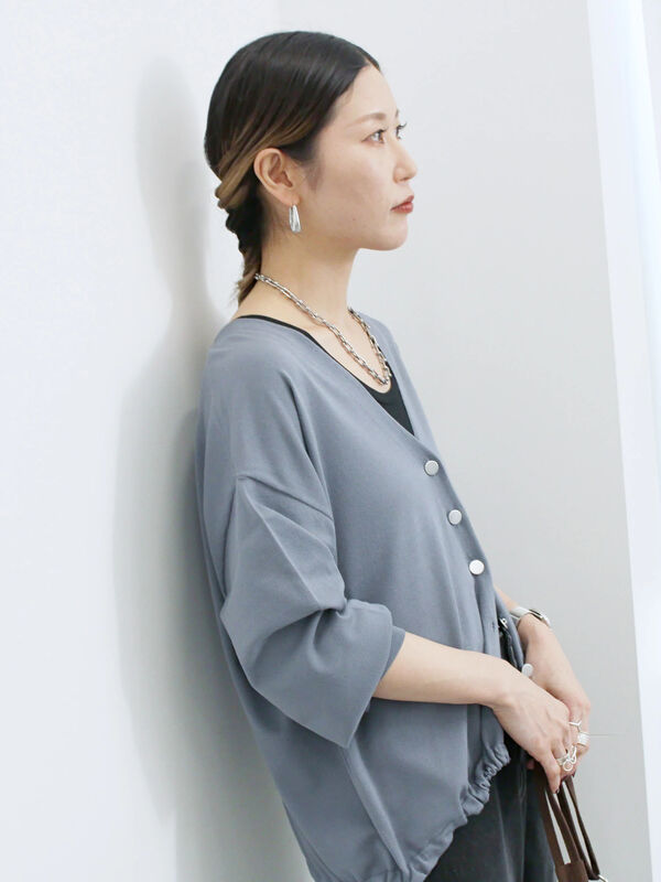 裾ドロストニットカーディガン(ブルー)|Samansa Mos2 blue(サマンサモスモス ブルー)通販