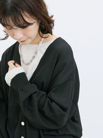 裾ドロストニットカーディガン(ブラック/ベージュ/ブルー)|Samansa Mos2 blue(サマンサモスモス ブルー)通販