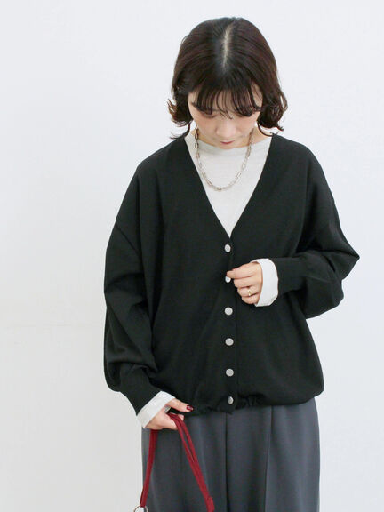 裾ドロストニットカーディガン(ブラック/ベージュ/ブルー)|Samansa Mos2 blue(サマンサモスモス ブルー)通販