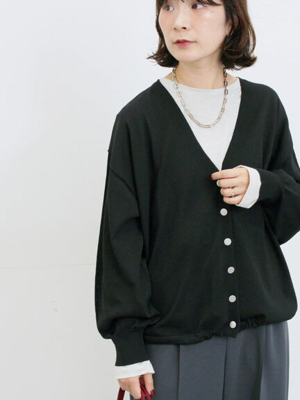 裾ドロストニットカーディガン(ブラック/ベージュ/ブルー)|Samansa Mos2 blue(サマンサモスモス ブルー)通販