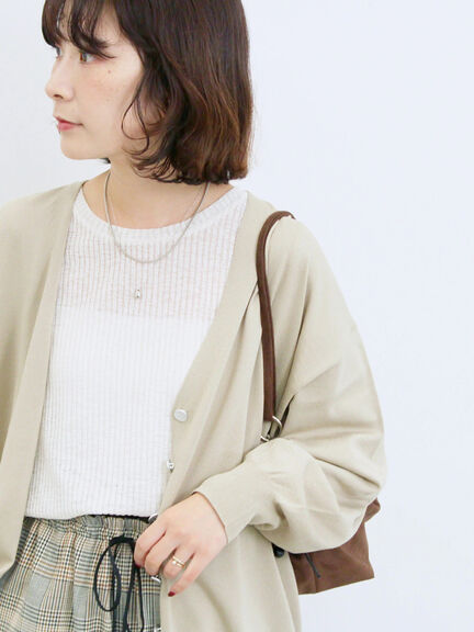 裾ドロストニットカーディガン(ブラック/ベージュ/ブルー)|Samansa Mos2 blue(サマンサモスモス ブルー)通販