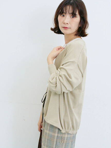 裾ドロストニットカーディガン(ブラック/ベージュ/ブルー)|Samansa Mos2 blue(サマンサモスモス ブルー)通販