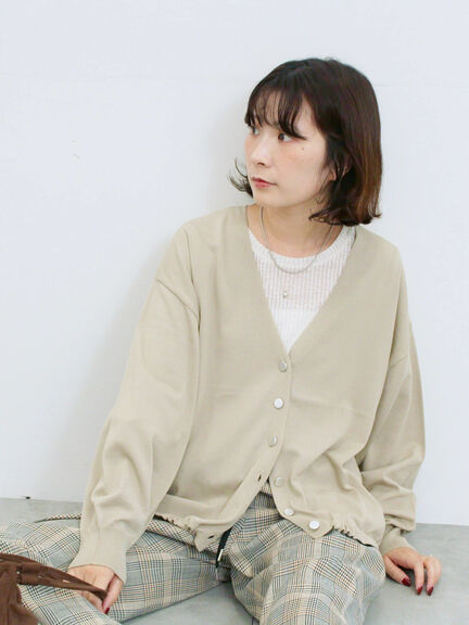 裾ドロストニットカーディガン(ブラック/ベージュ/ブルー)|Samansa Mos2 blue(サマンサモスモス ブルー)通販