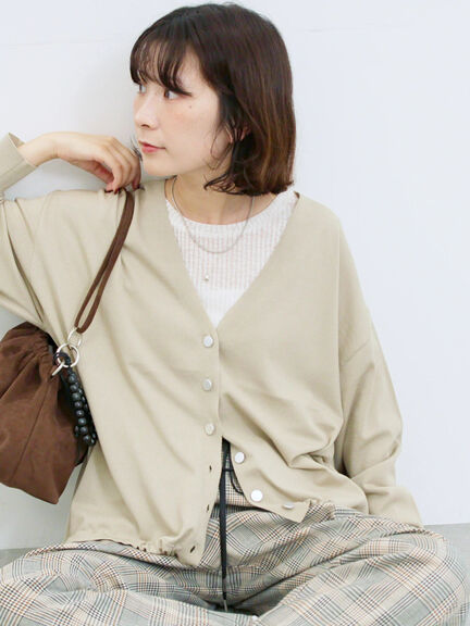 裾ドロストニットカーディガン(ブラック/ベージュ/ブルー)|Samansa Mos2 blue(サマンサモスモス ブルー)通販