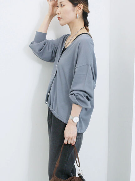 裾ドロストニットカーディガン(ブラック/ベージュ/ブルー)|Samansa Mos2 blue(サマンサモスモス ブルー)通販