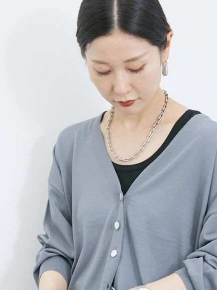 裾ドロストニットカーディガン(ブラック/ベージュ/ブルー)|Samansa Mos2 blue(サマンサモスモス ブルー)通販