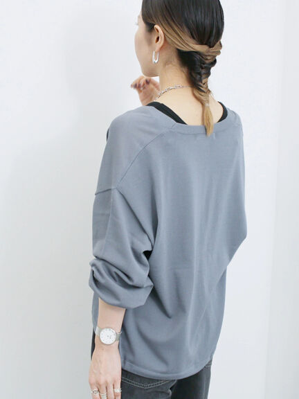 裾ドロストニットカーディガン(ブラック/ベージュ/ブルー)|Samansa Mos2 blue(サマンサモスモス ブルー)通販