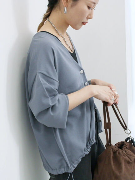 裾ドロストニットカーディガン(ブラック/ベージュ/ブルー)|Samansa Mos2 blue(サマンサモスモス ブルー)通販