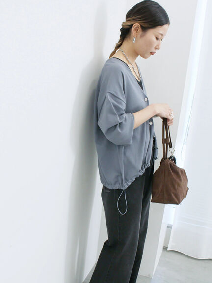 裾ドロストニットカーディガン(ブラック/ベージュ/ブルー)|Samansa Mos2 blue(サマンサモスモス ブルー)通販