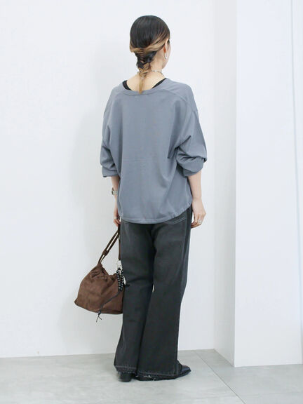 裾ドロストニットカーディガン(ブラック/ベージュ/ブルー)|Samansa Mos2 blue(サマンサモスモス ブルー)通販