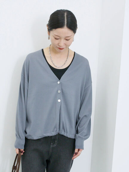 裾ドロストニットカーディガン(ブラック/ベージュ/ブルー)|Samansa Mos2 blue(サマンサモスモス ブルー)通販