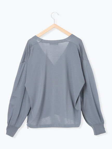 裾ドロストニットカーディガン(ブラック/ベージュ/ブルー)|Samansa Mos2 blue(サマンサモスモス ブルー)通販