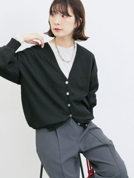 裾ドロストニットカーディガン(ブラック/ベージュ/ブルー)|Samansa Mos2 blue(サマンサモスモス ブルー)通販