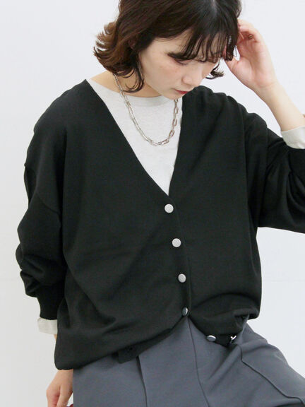 裾ドロストニットカーディガン(ブラック/ベージュ/ブルー)|Samansa Mos2 blue(サマンサモスモス ブルー)通販