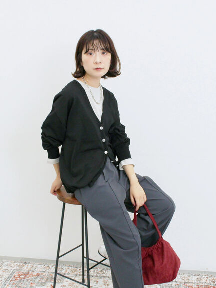 裾ドロストニットカーディガン(ブラック/ベージュ/ブルー)|Samansa Mos2 blue(サマンサモスモス ブルー)通販