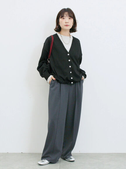 裾ドロストニットカーディガン(ブラック/ベージュ/ブルー)|Samansa Mos2 blue(サマンサモスモス ブルー)通販