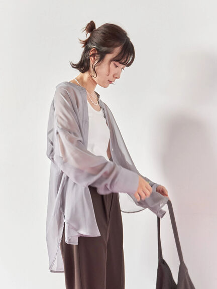 ◎バンドカラーシアーシャツ(グレー/ブラック/キナリ)|Samansa Mos2 blue(サマンサモスモス ブルー)通販