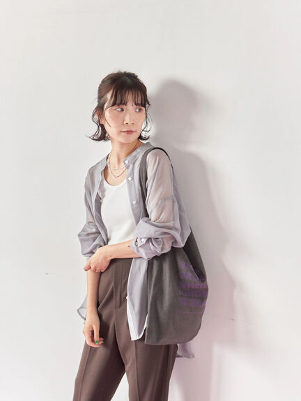 ◎バンドカラーシアーシャツ(グレー/ブラック/キナリ)|Samansa Mos2 blue(サマンサモスモス ブルー)通販