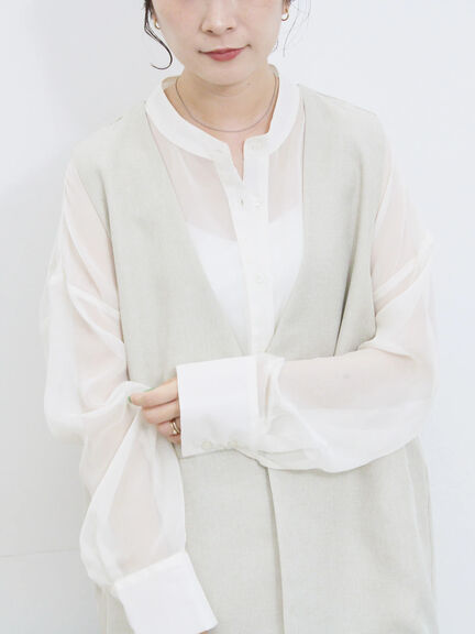 ◎バンドカラーシアーシャツ(グレー/ブラック/キナリ)|Samansa Mos2 blue(サマンサモスモス ブルー)通販