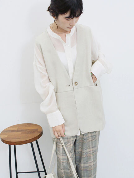 ◎バンドカラーシアーシャツ(グレー/ブラック/キナリ)|Samansa Mos2 blue(サマンサモスモス ブルー)通販